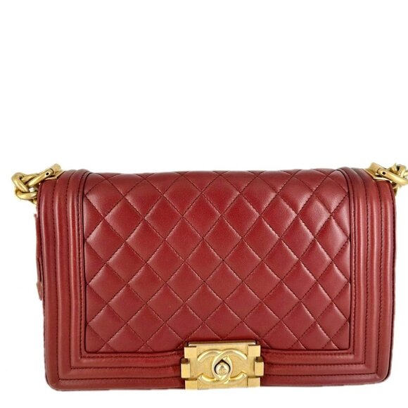 Chanel Quilted Lambskin Medium Boy Red - Picture 1 of 8